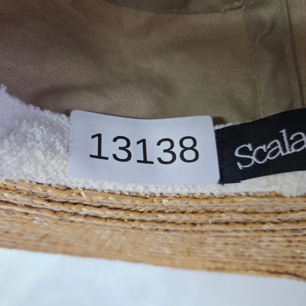 Scala Gal Sun Hat Womens One Size Tan Cotton Crown Wide Straw‎ Brim Bow Accent
